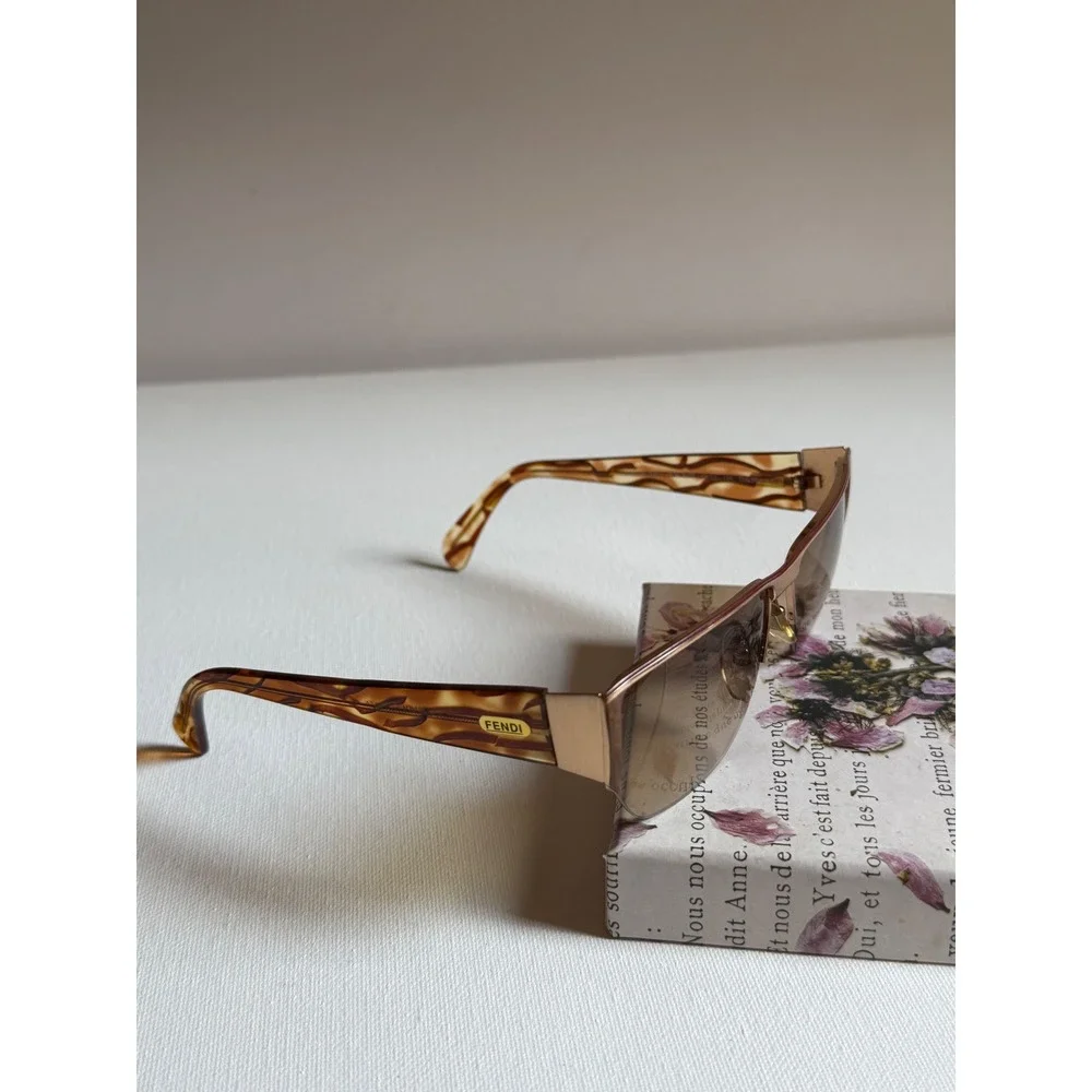 Fendi Vintage FS 120 Sunglasses Tortoise Gold Rimless Made in Italy with Case